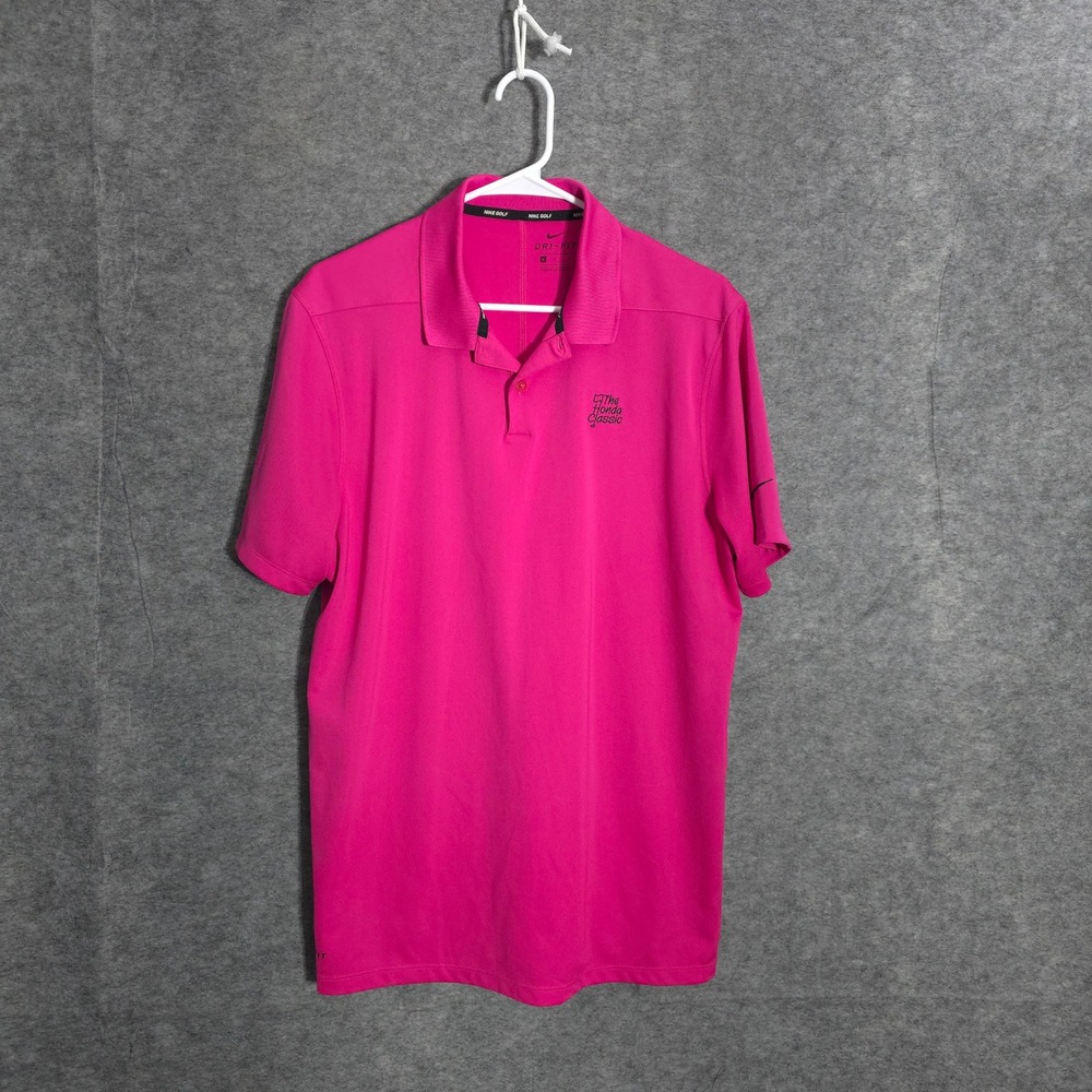 Nike Golf Polo Mens L Pink Honda Classic Dri-FIT Short Sleeve Embroidered Logo
